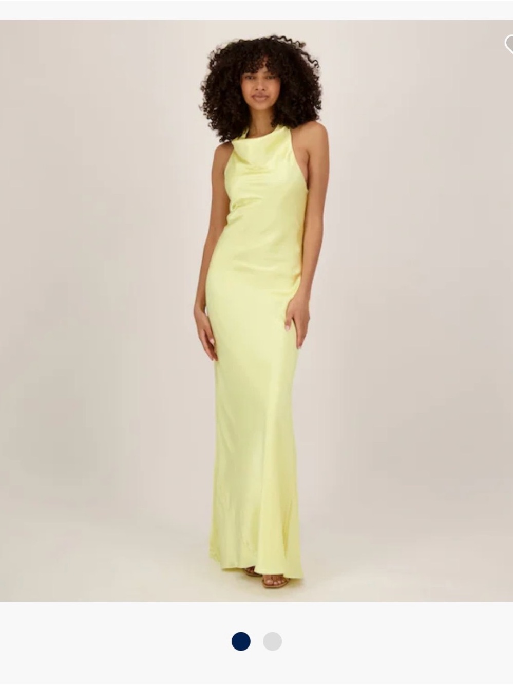 Betsy & Adam Lemon Satin Halter Maxi Dress